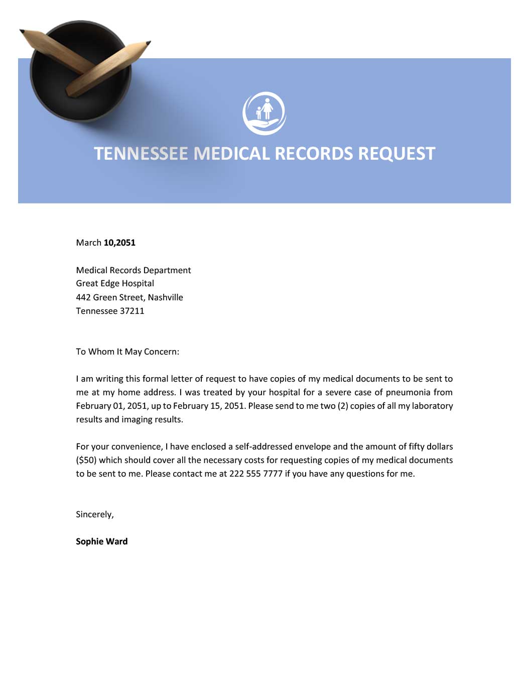 Tennessee Medical Records Request Template