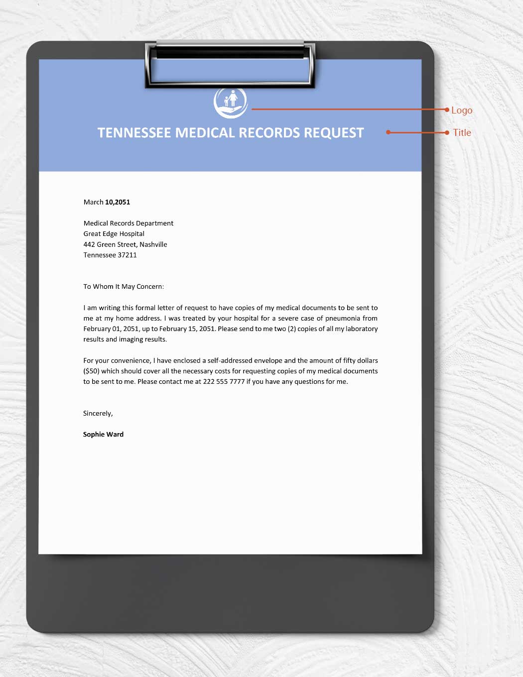 Tennessee Medical Records Request Template