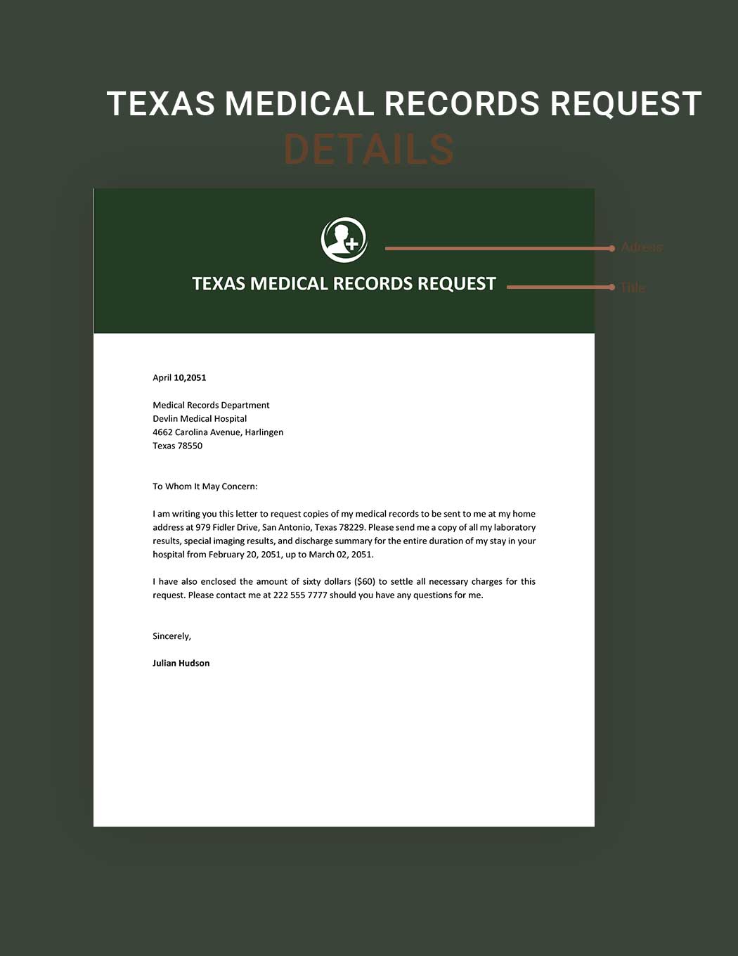 Texas Medical Records Request Template