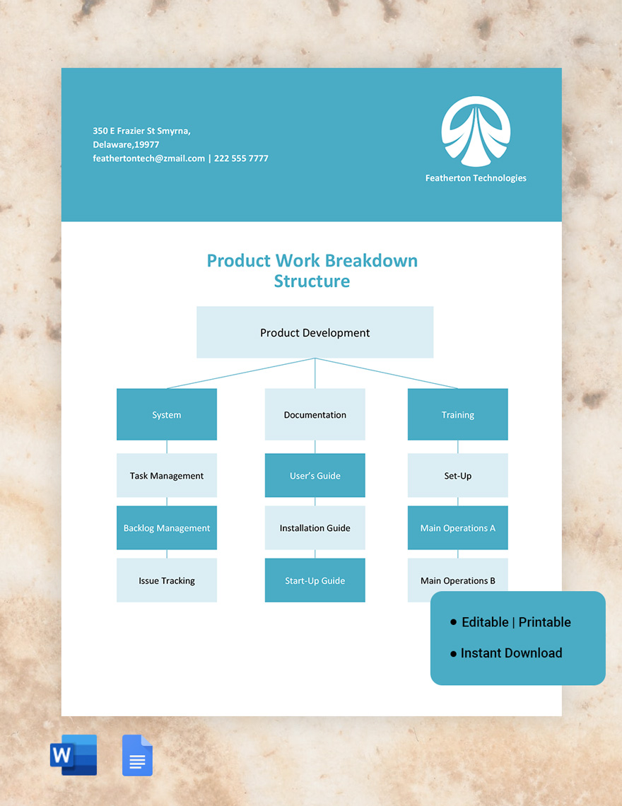 FREE Work Breakdown Structure Google Docs - Template Download ...