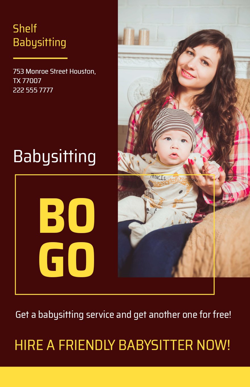 Babysitting BOGO Poster in Word, Illustrator, PSD, Publisher