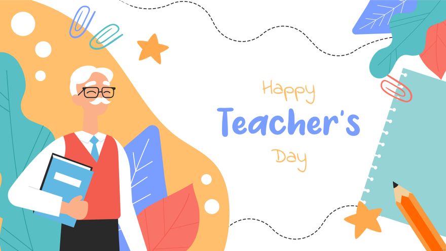 Free Colorful Teacher's Day Background in Illustrator, EPS, SVG, JPG, PNG