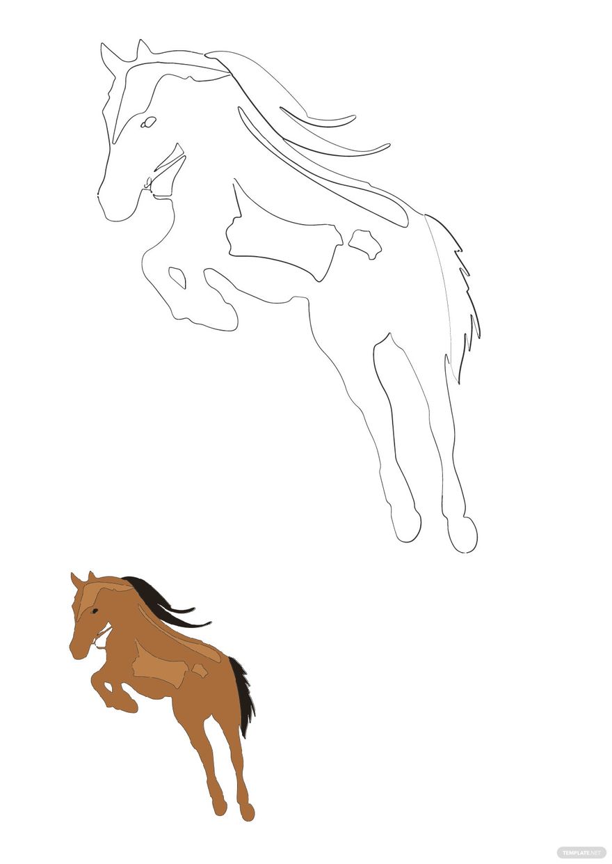 Free Horse Jumping Coloring Page in PDF