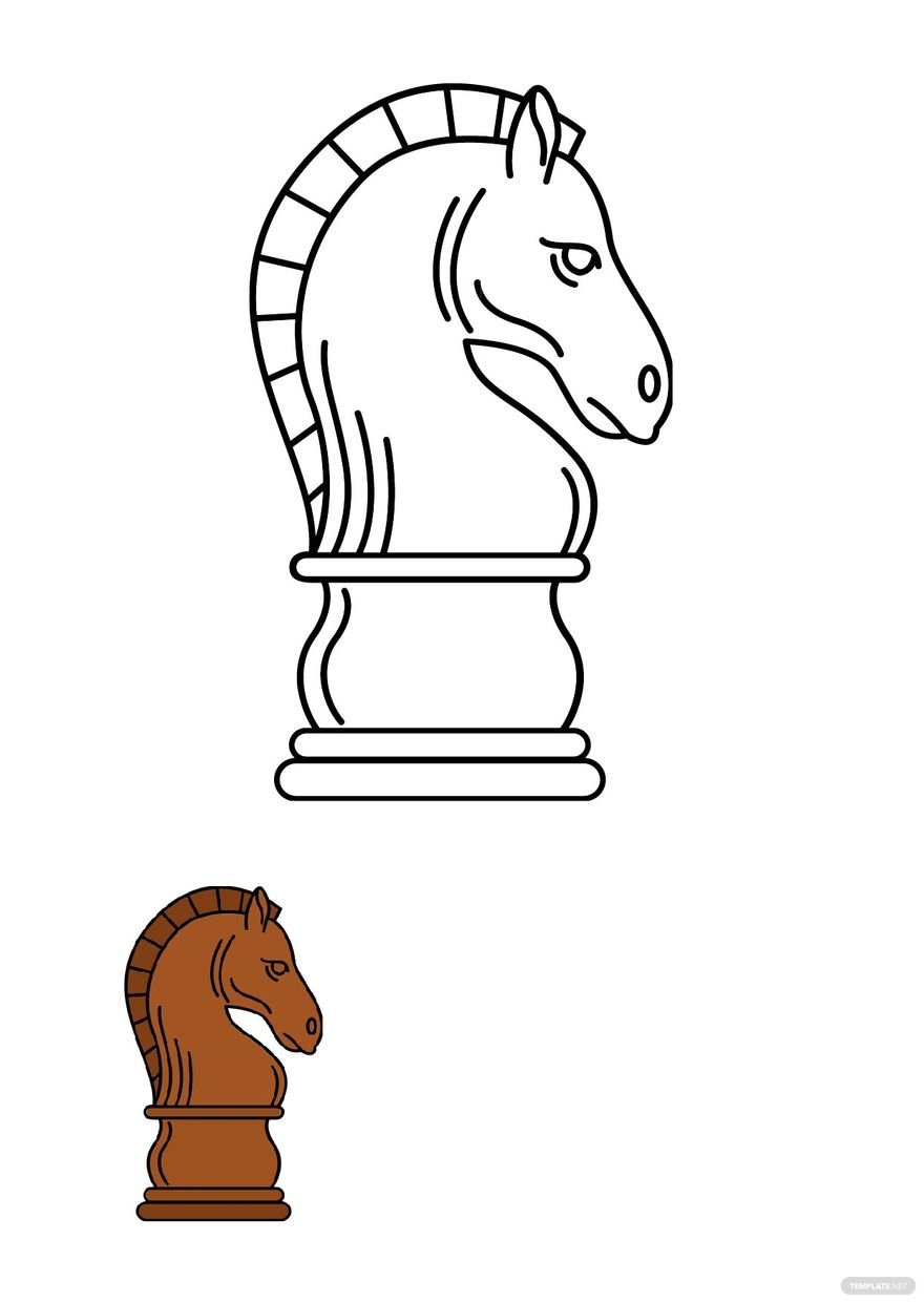 Chess Horse Coloring Page in PDF