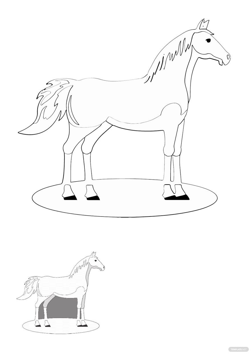 Free White Horse Coloring Page in PDF