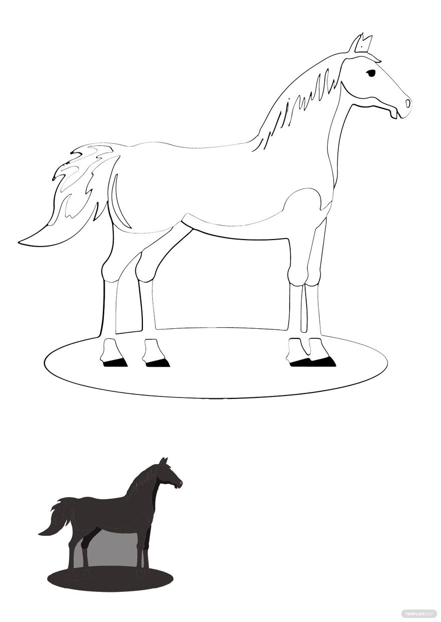 Black Horse Coloring Page in PDF