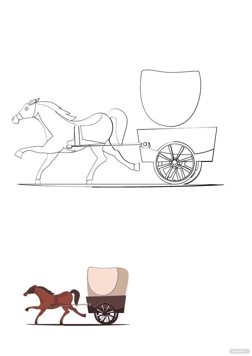 Horse Carriage Coloring Page in PDF