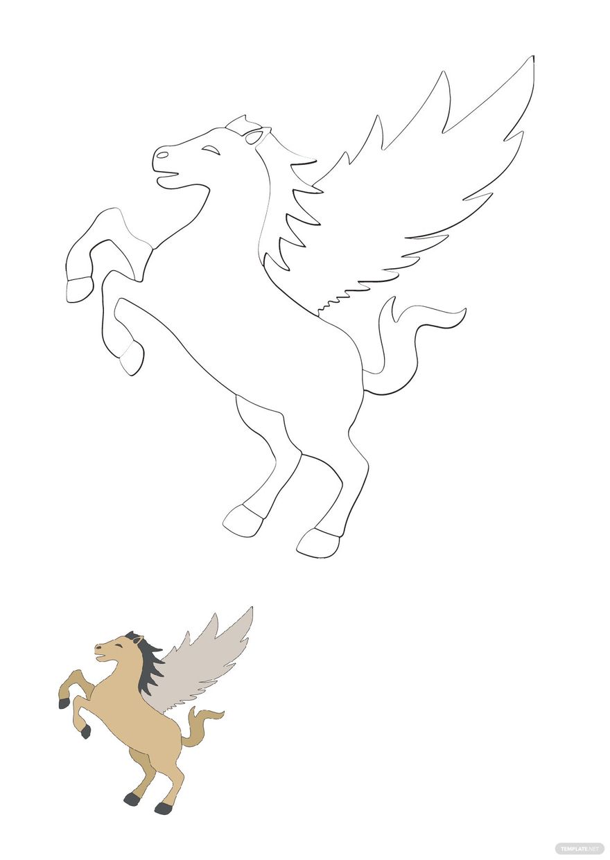 Flying Pegasus horse. Ink black and white drawing - Stock Illustration  [79651646] - PIXTA