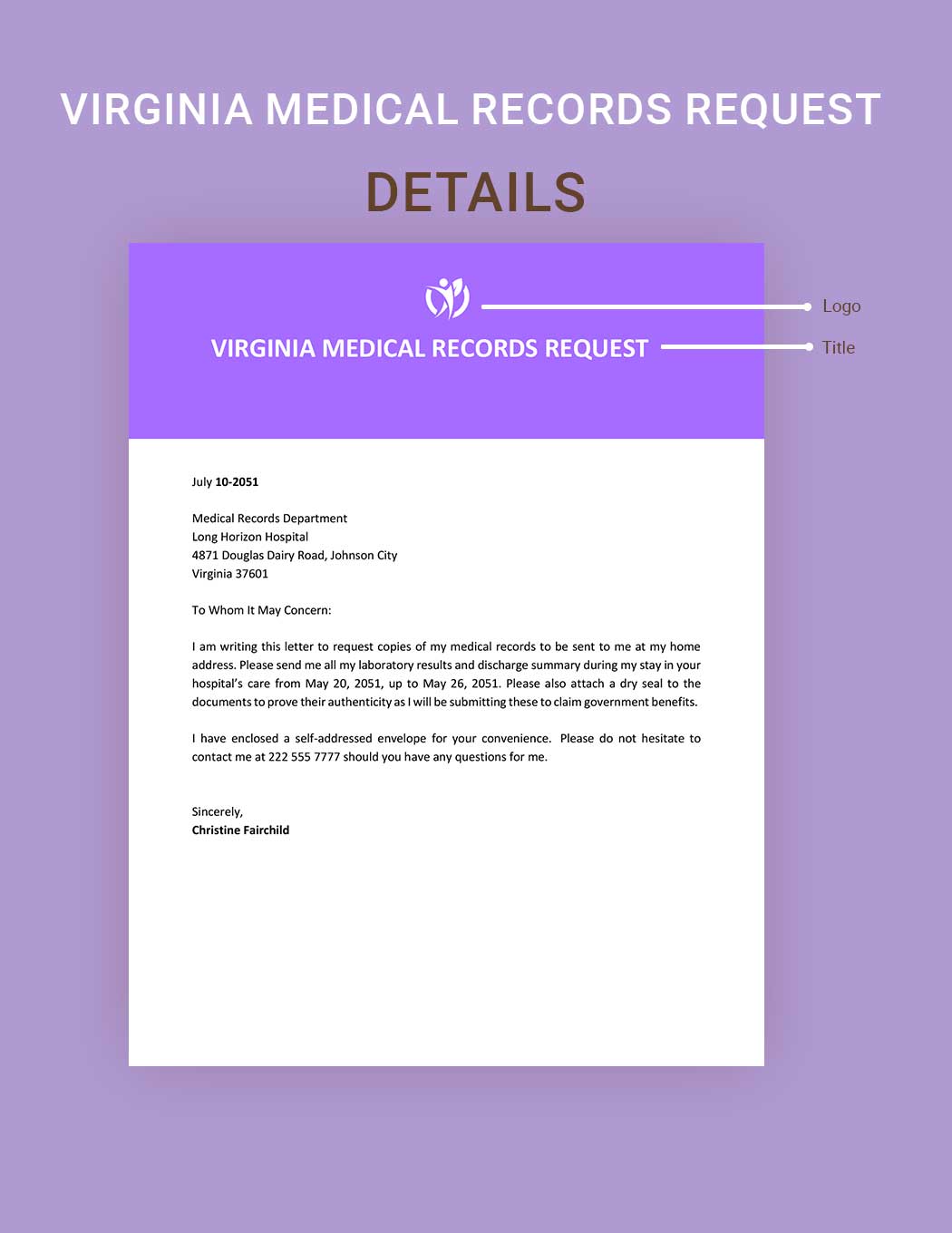 Virginia Medical Records Request Template