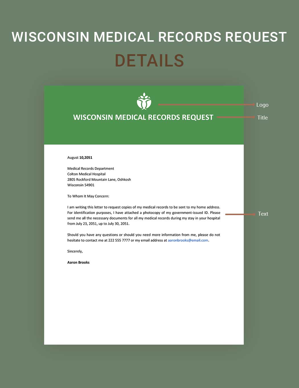Wisconsin Medical Records Request Template