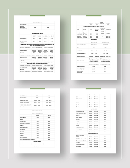 Financial Needs Analysis Template Google Docs Word Template