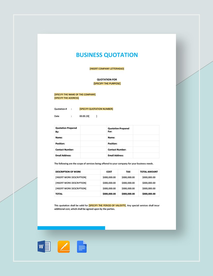 Business Quotation Template