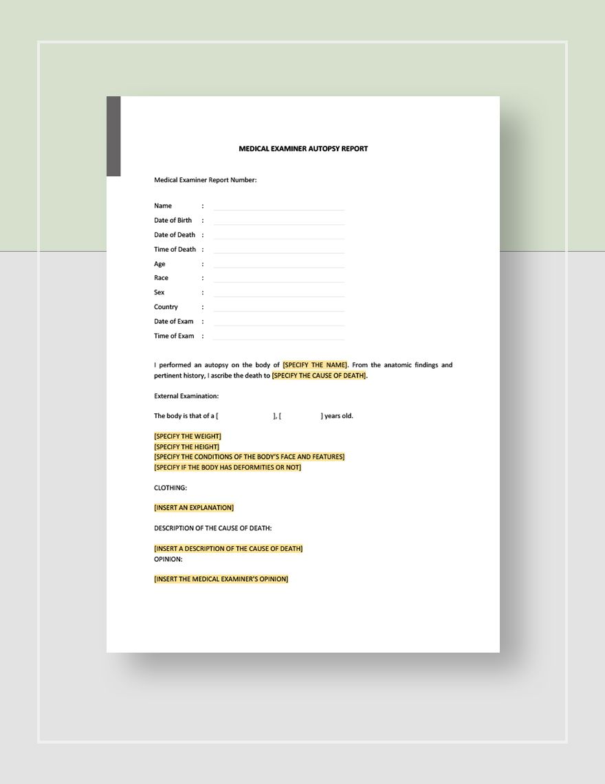 Autopsy Report Template
