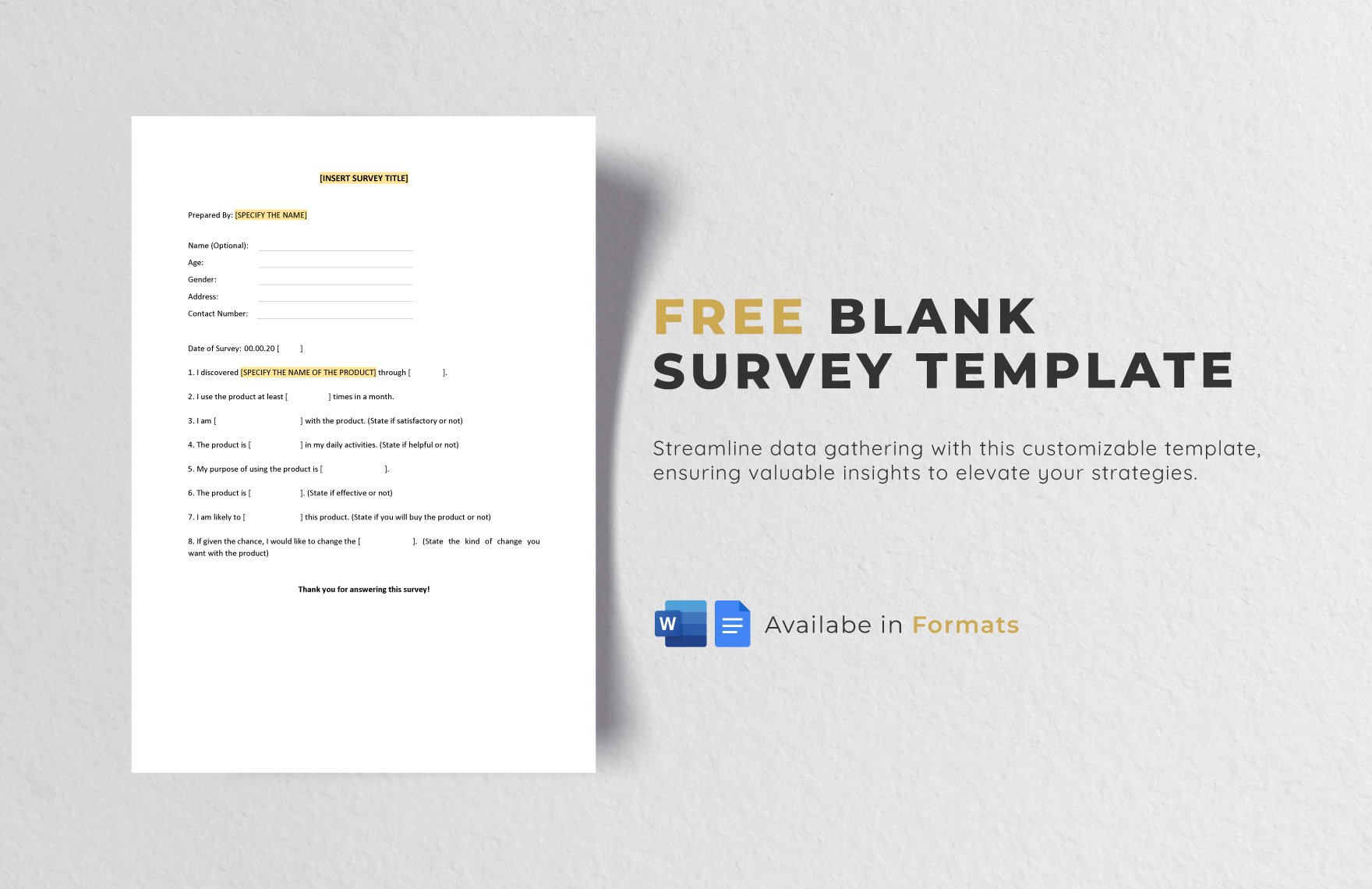 Blank Survey Template