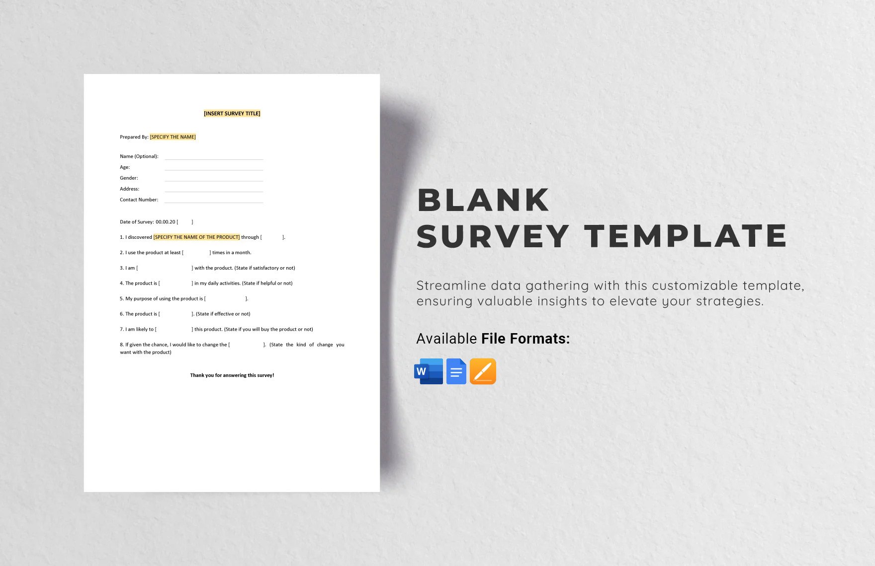 Blank Survey Template