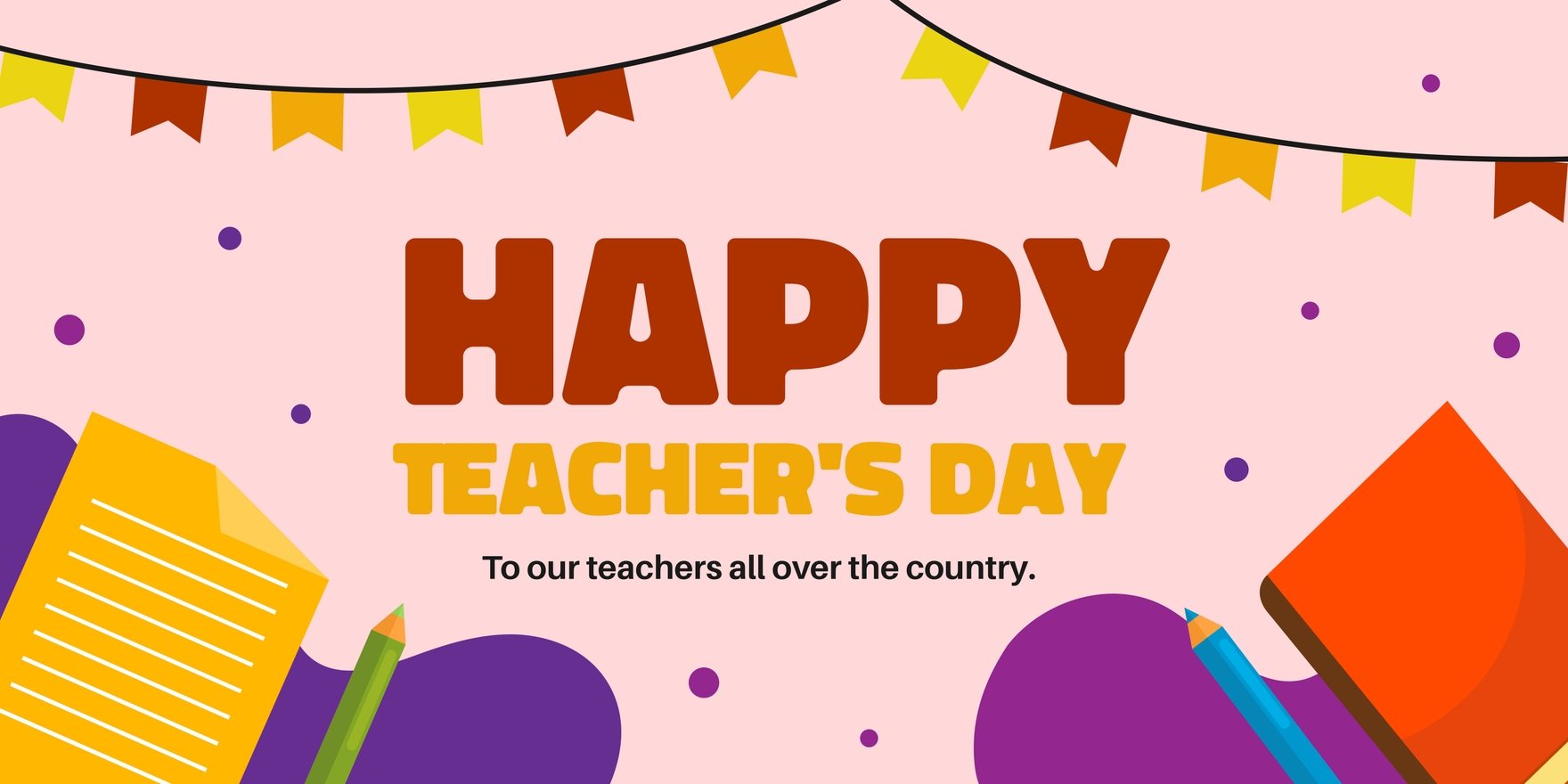 Colorful Teacher's Day Banner Template