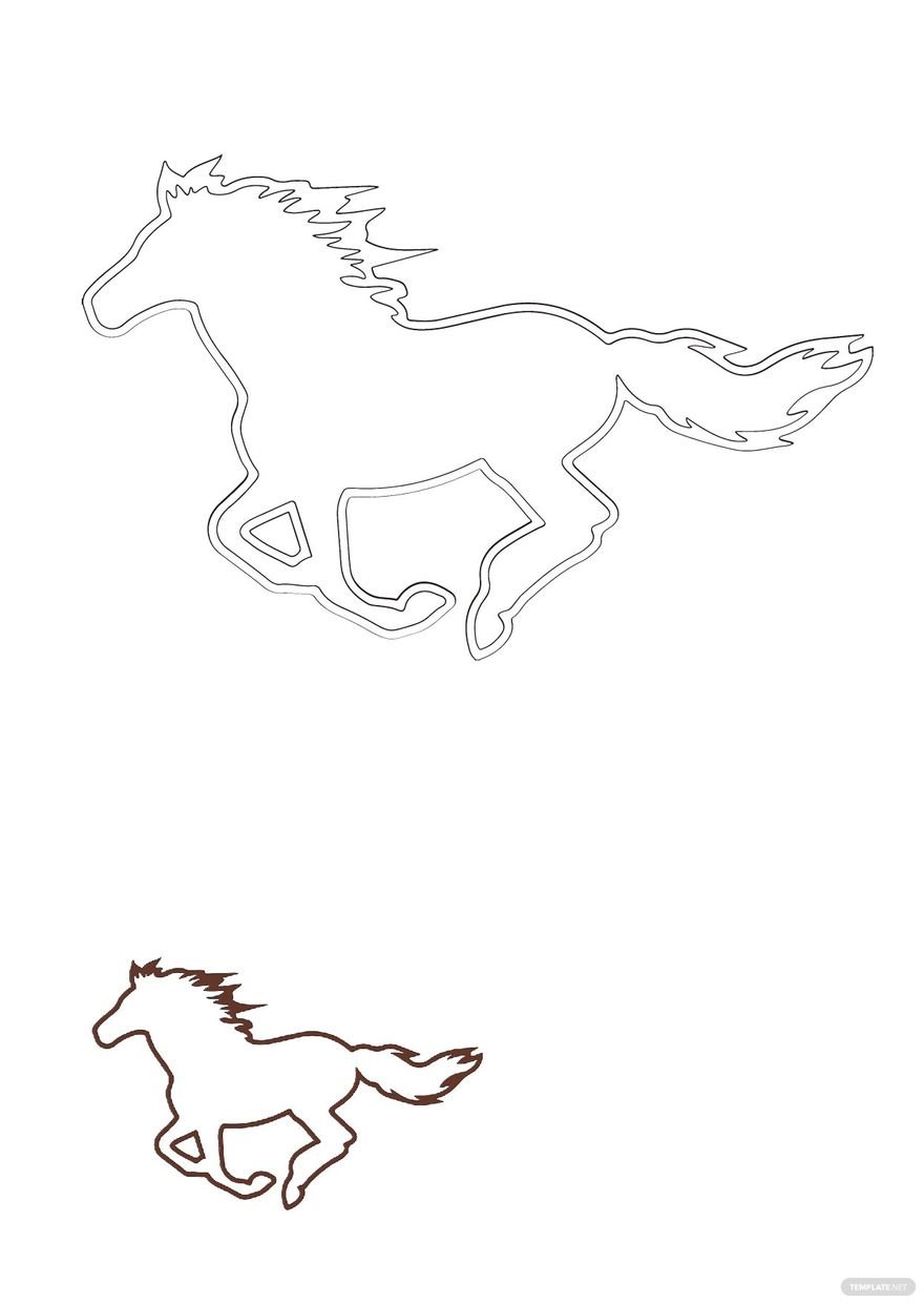 Horse Outline Coloring Page in PDF