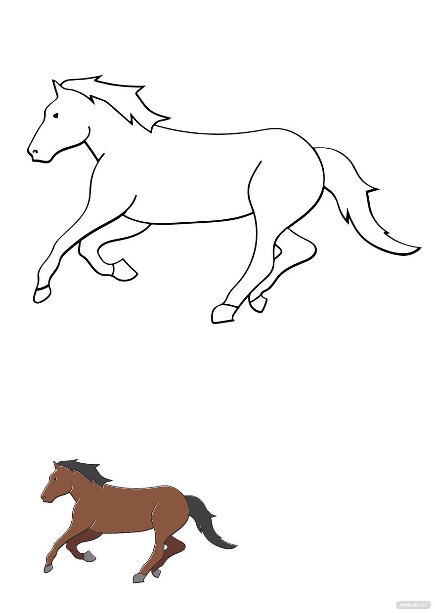 Free Transparent Horse Coloring Page in PDF
