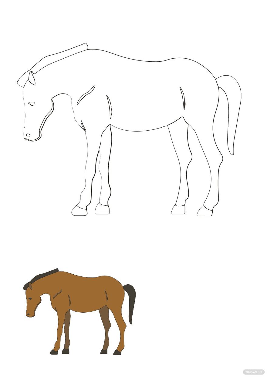 Free Flat Horse Coloring Page in PDF