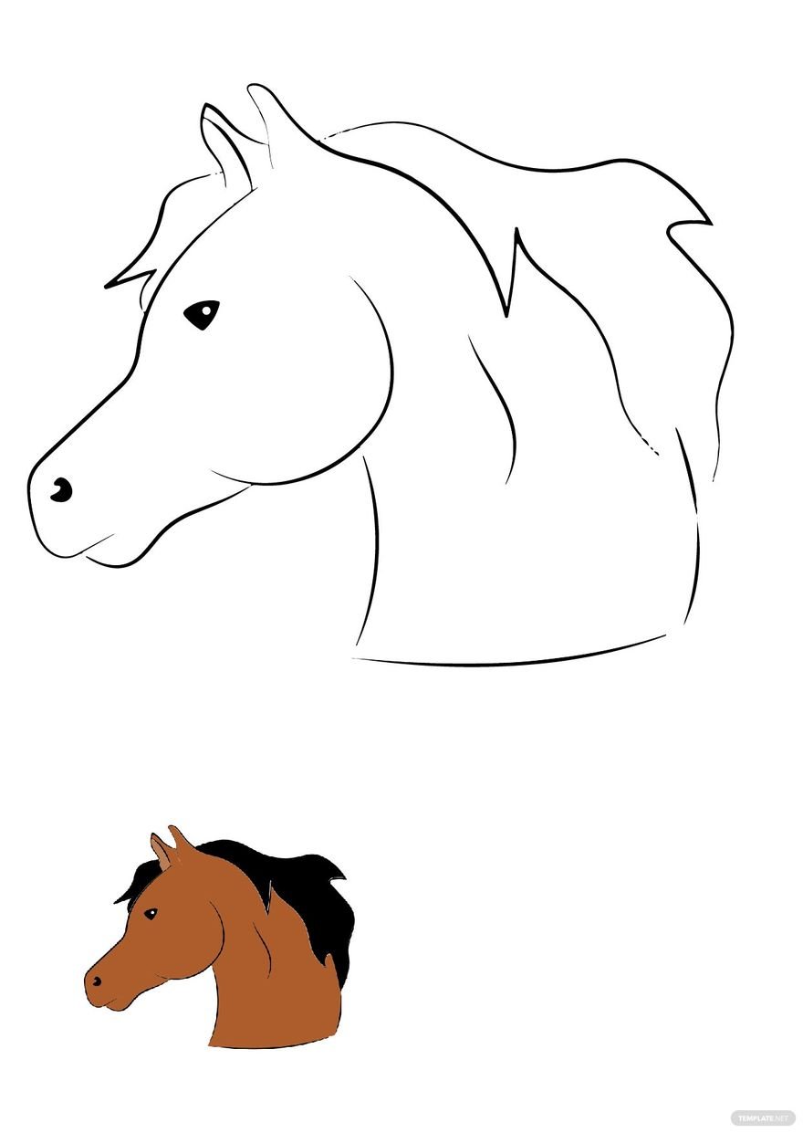Free Quarter Horse Head Coloring Page in PDF