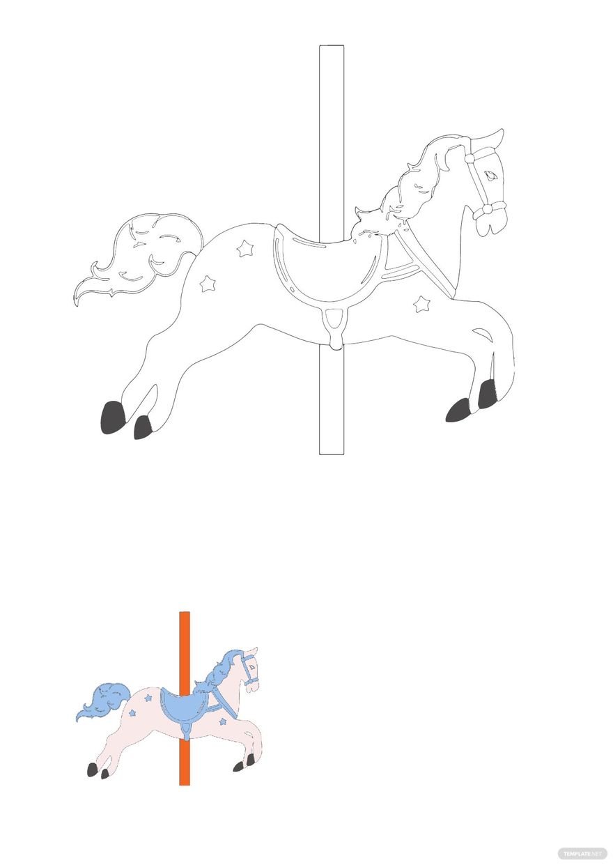 Free Carousel Horse Coloring Page in PDF