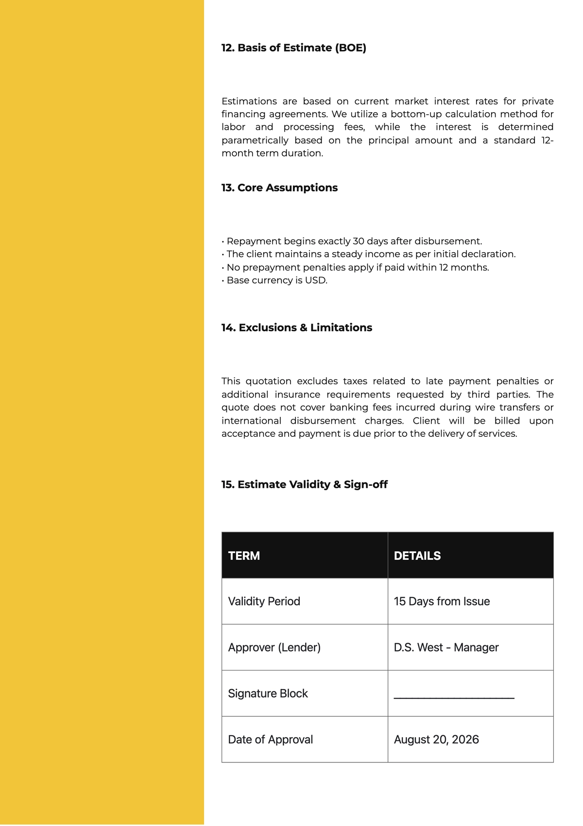 Free Loan Quotation Template & AI Quotation Maker