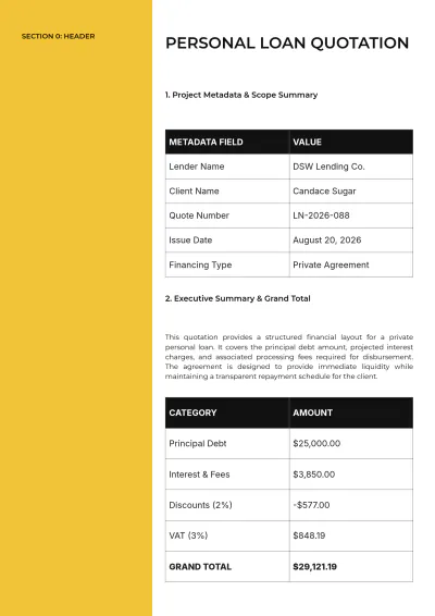Free Loan Quotation Template & AI Quotation Maker