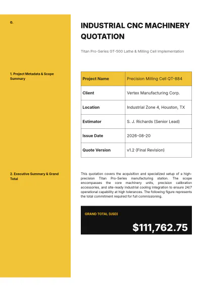 Free Machinery Purchase Quotation Template & AI Quotation Maker