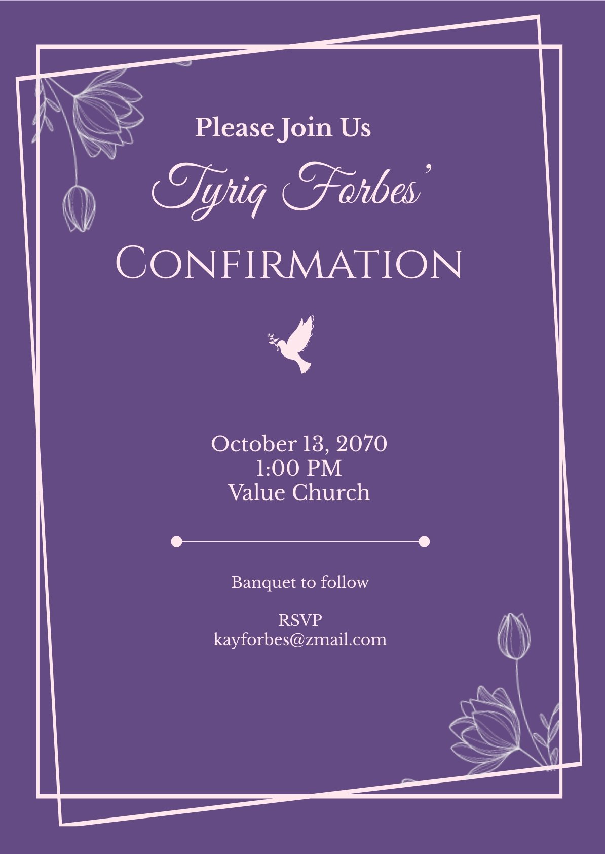 Purple Confirmation Invitation