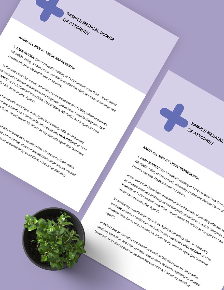 Sample Medical Power Of Attorney Template