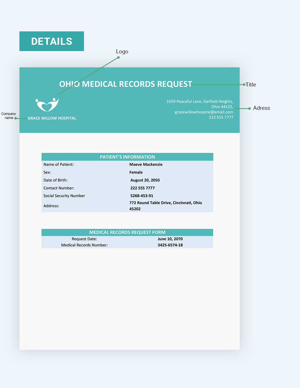 Ohio Medical Records Request Template