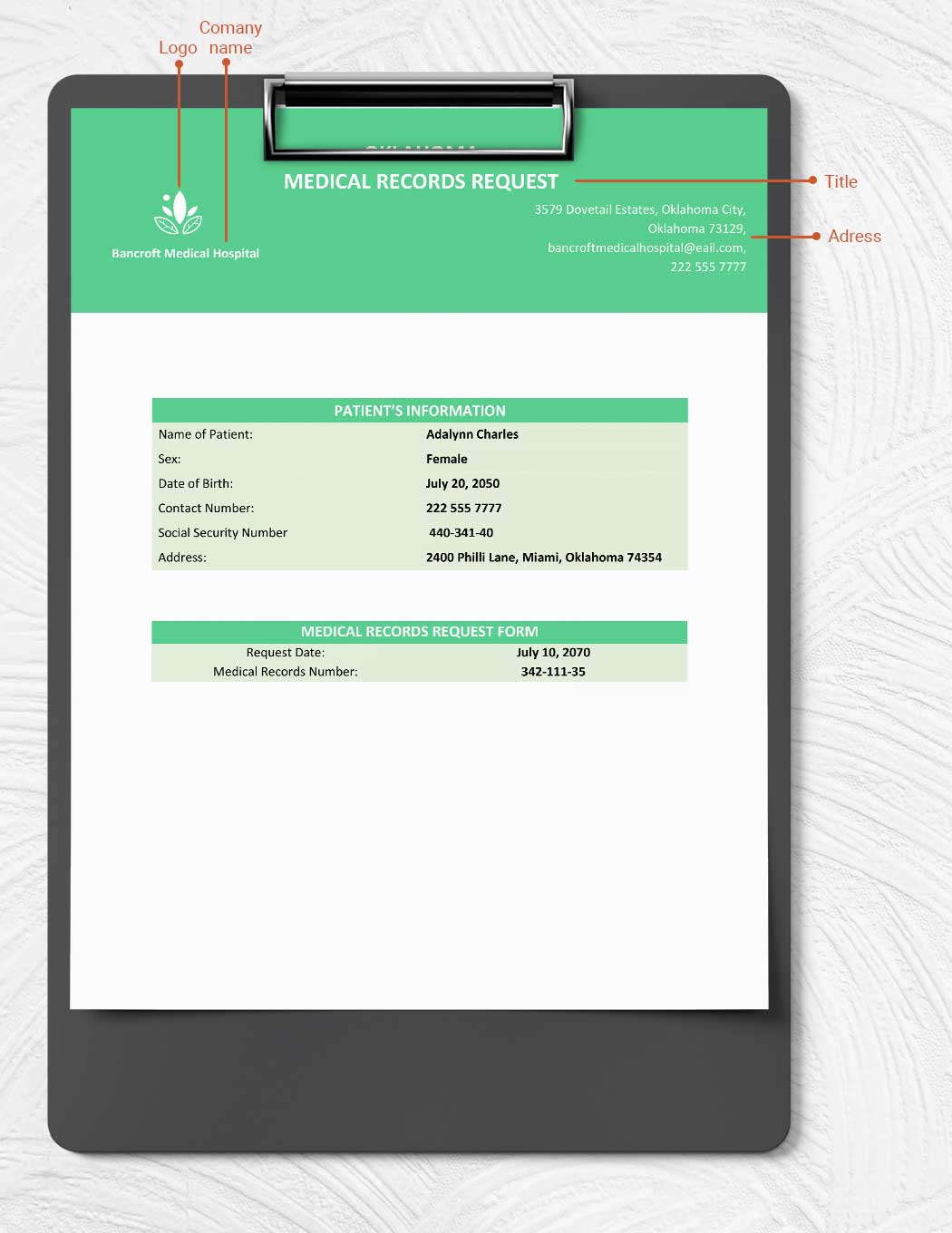Oklahoma Medical Records Request Template