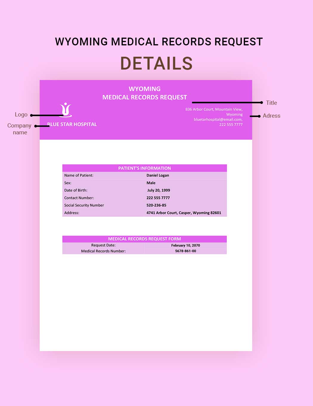 Wyoming Medical Records Request Template