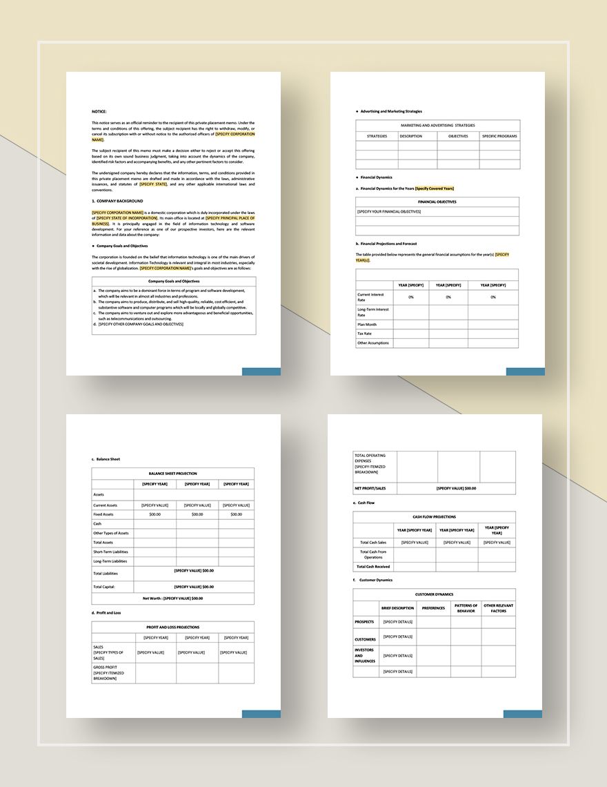 Private Placement Memo Template - Google Docs, Word, Apple Pages ...