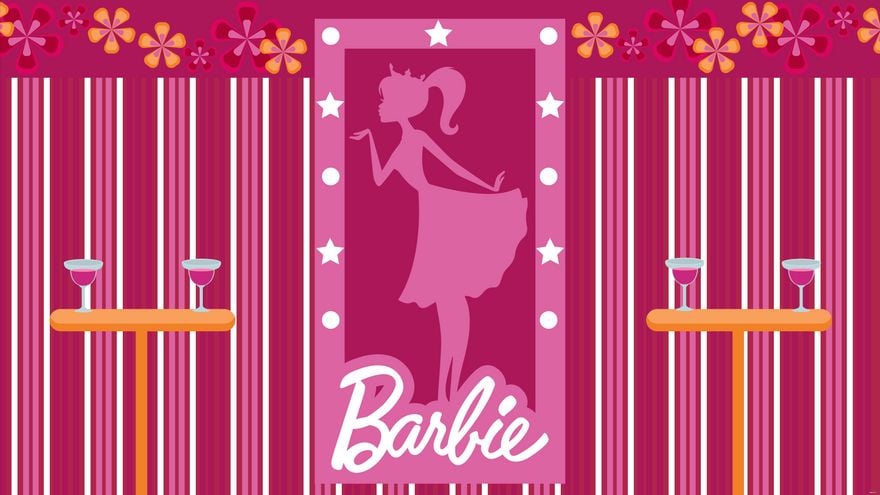 Barbie Party Background in Illustrator, EPS, SVG, JPG, PNG