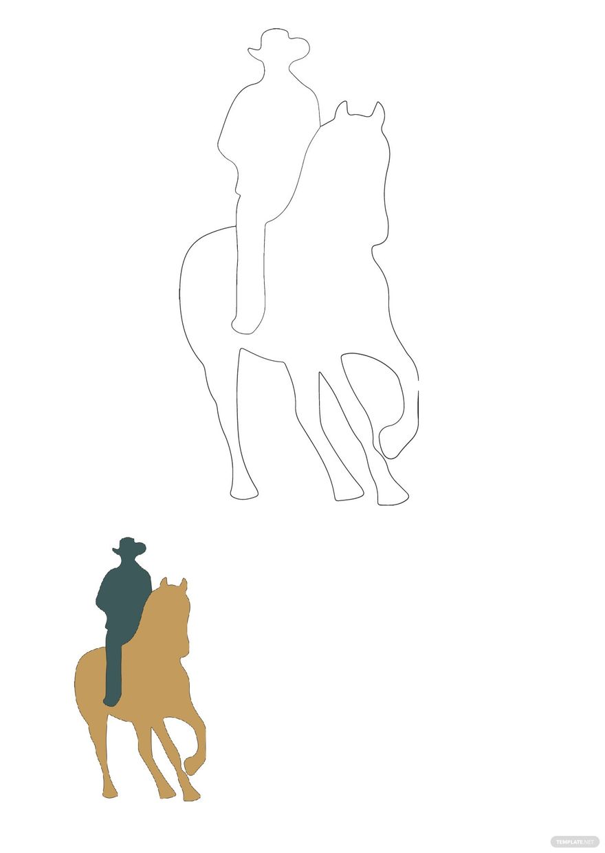 Cowboy Horse Coloring Page in PDF