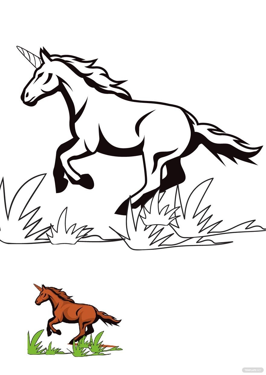 Animated Horse Coloring Page in PDF