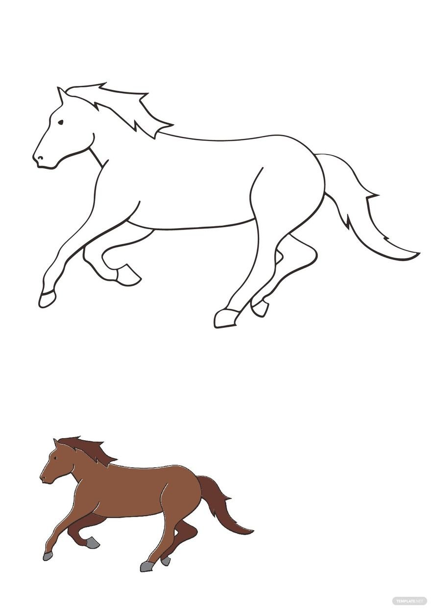 Brown Horse Coloring Page in PDF