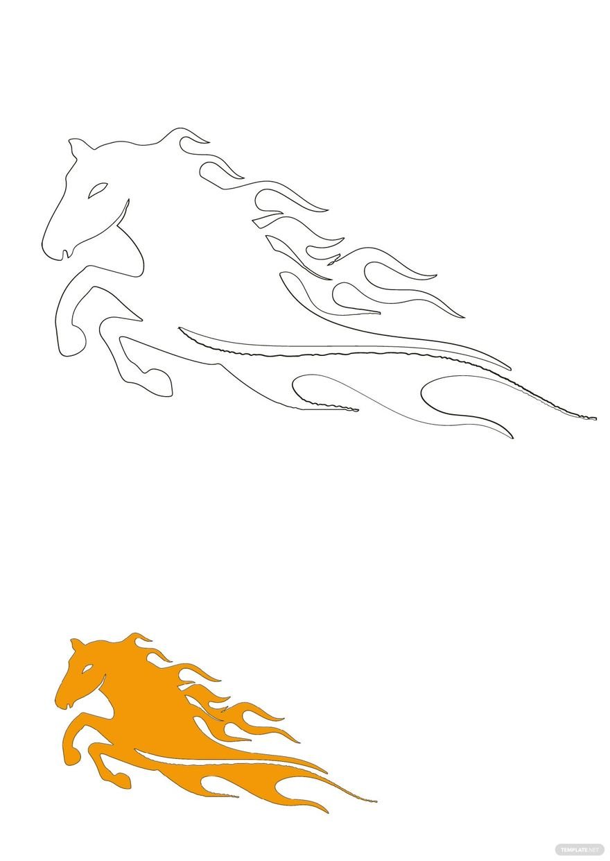 Flame Horse Coloring Page in PDF