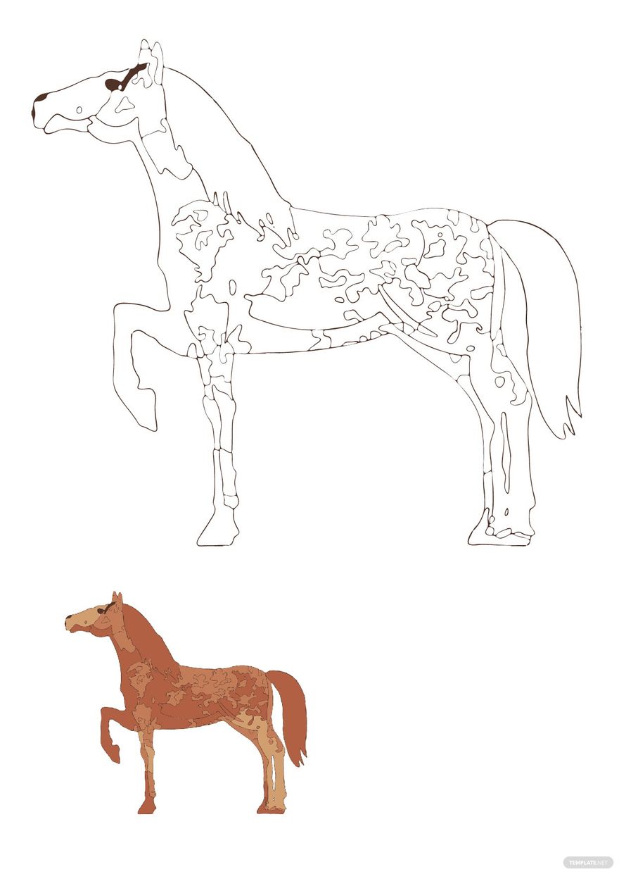 Watercolor Horse Coloring Page in PDF