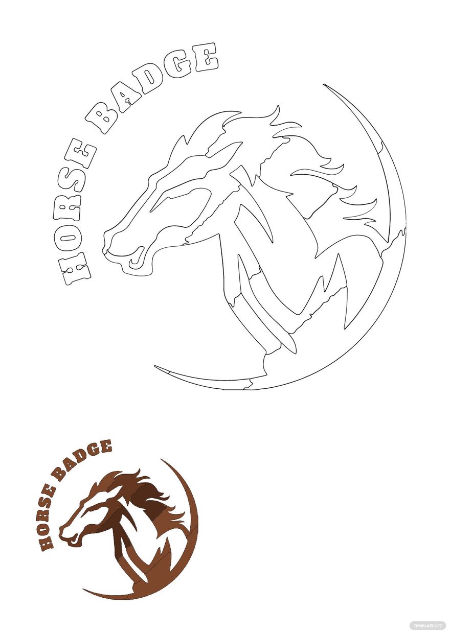Horse Badge Coloring Page in PDF