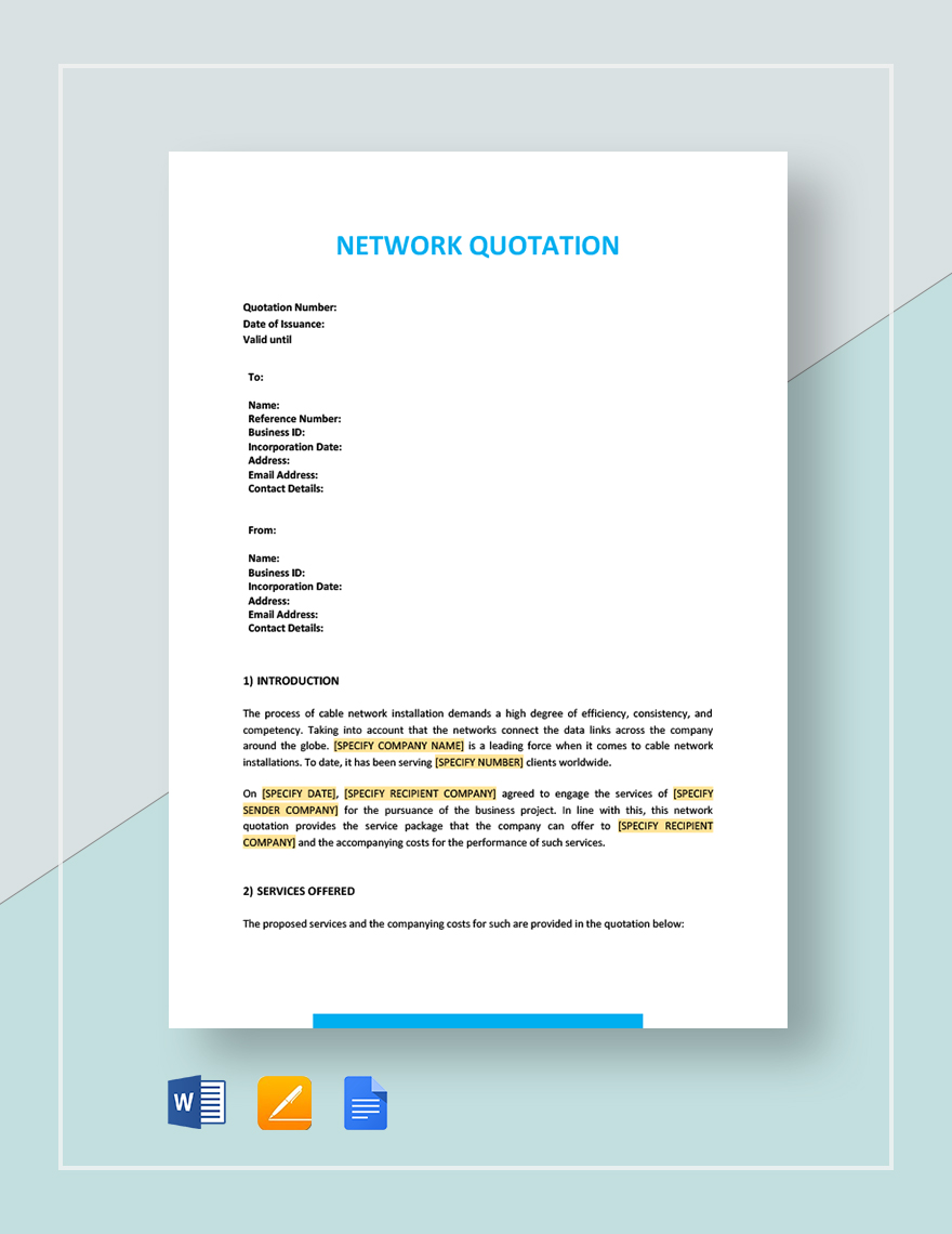 Quotation Letter Template Google Docs, Word, Apple Pages
