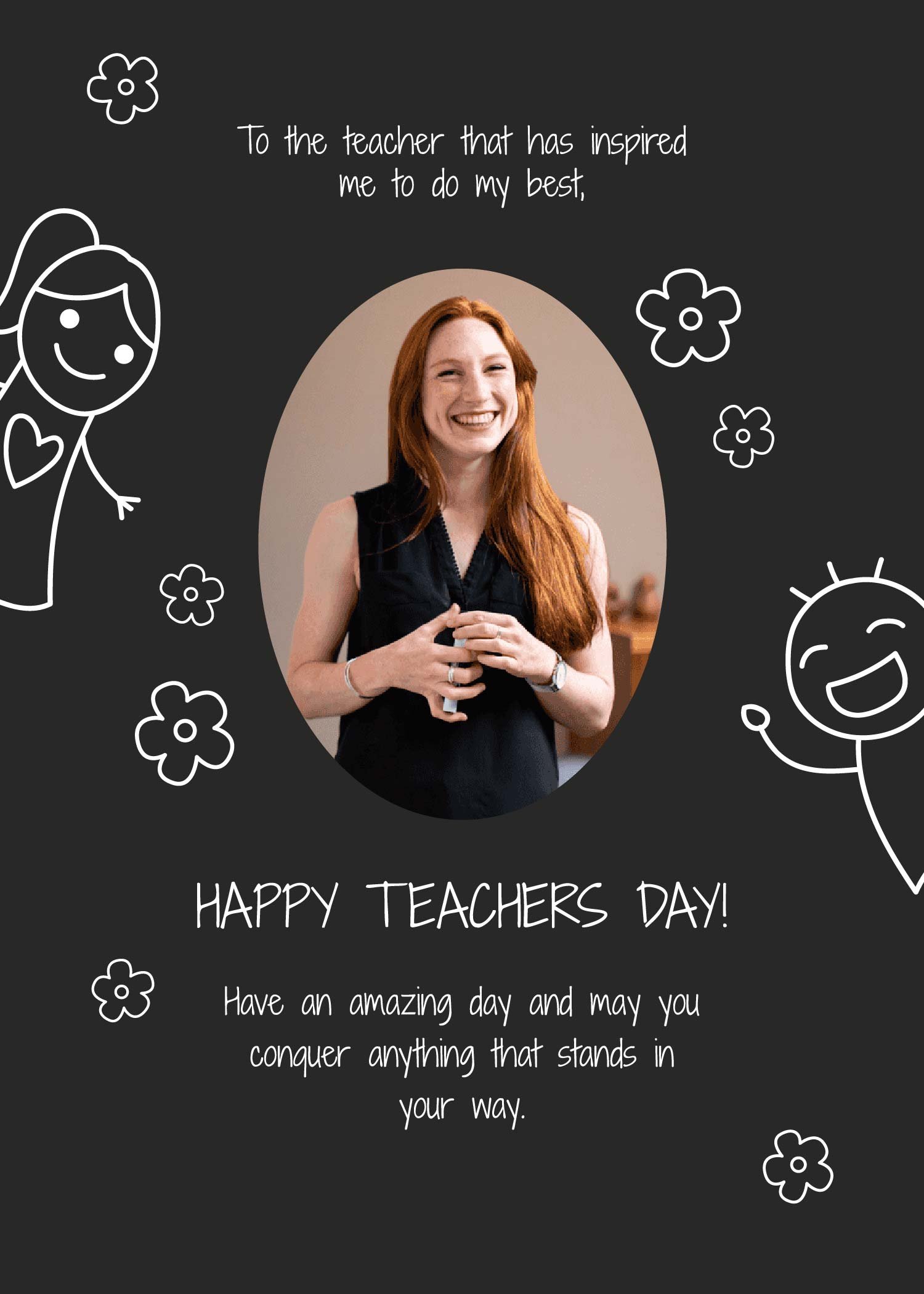 Black And White Teacher's Day Card