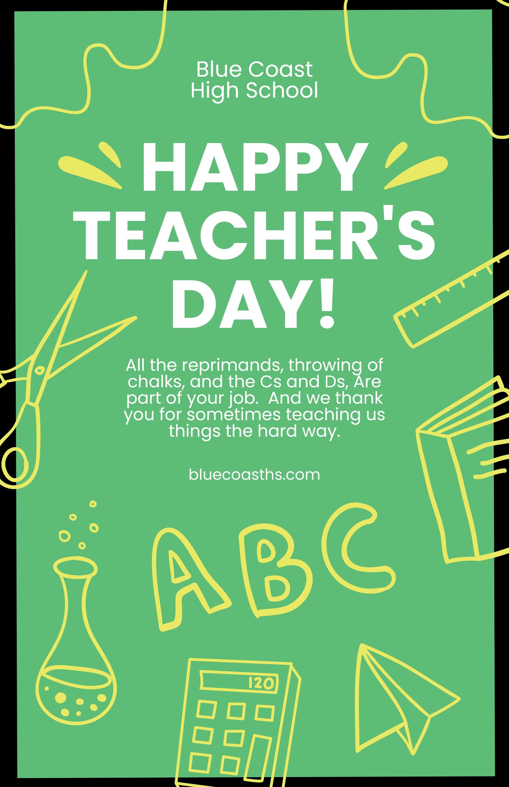 Free Funny Teacher's Day Poster Template - Illustrator, Word, PSD,  Publisher 