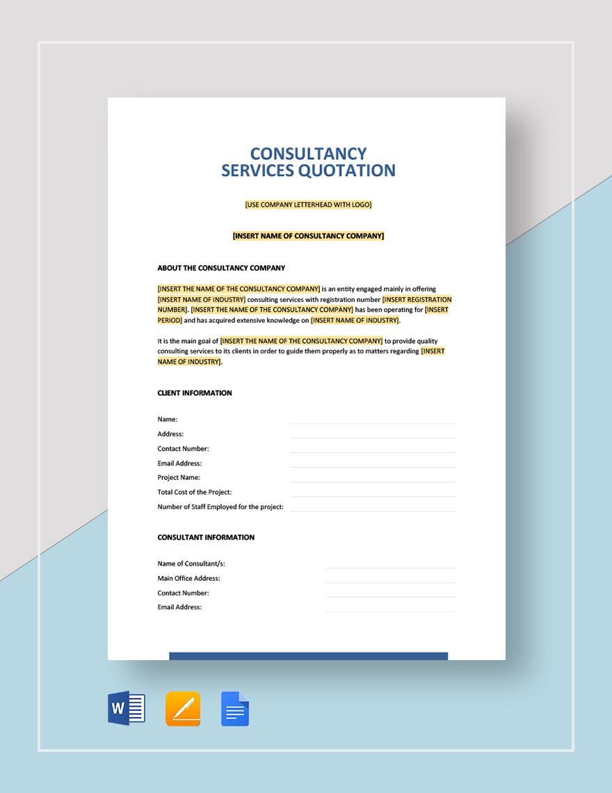 Consultancy Services Quotation Template