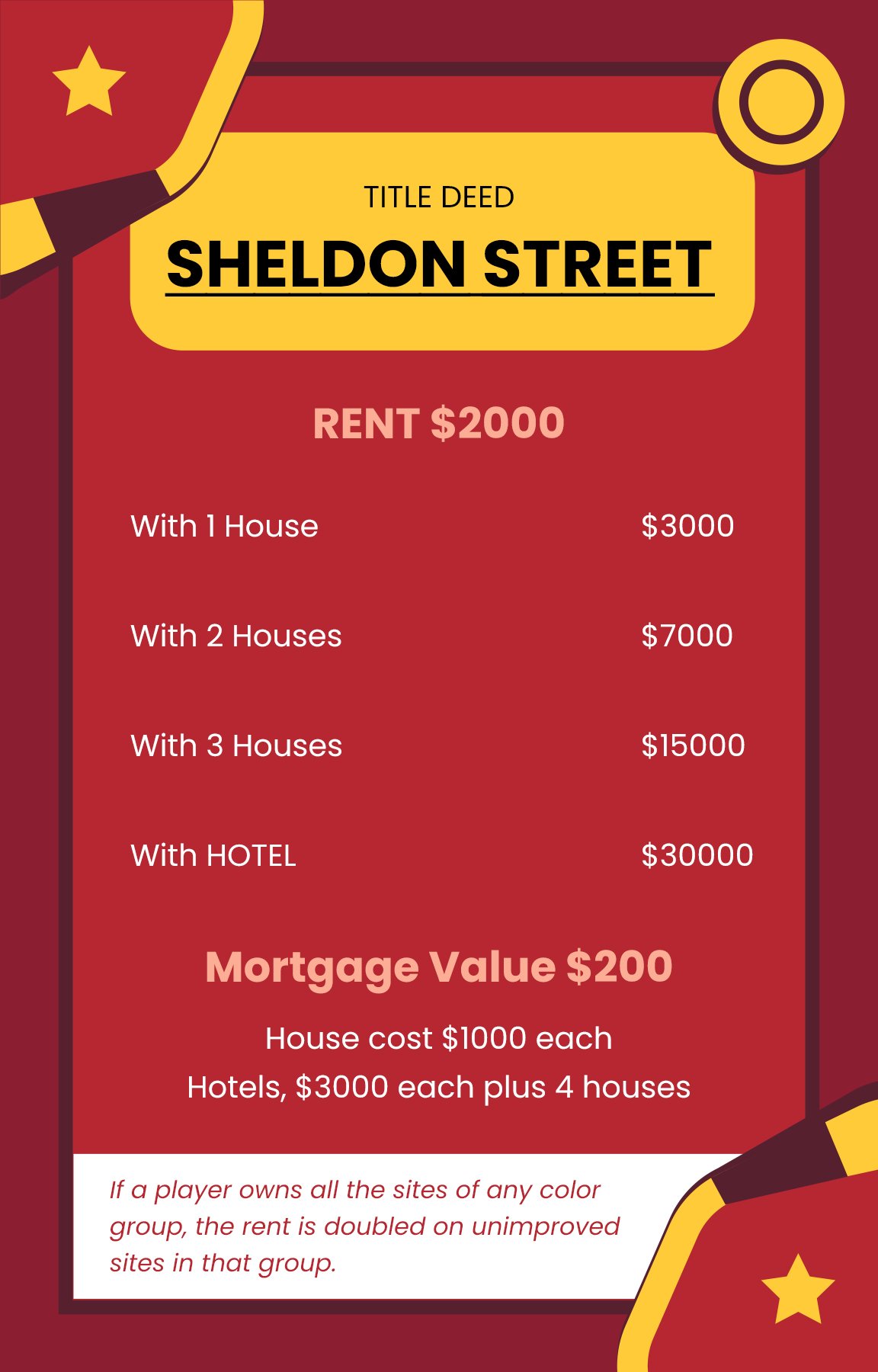 Monopoly Property Card Template in PSD Illustrator PDF SVG