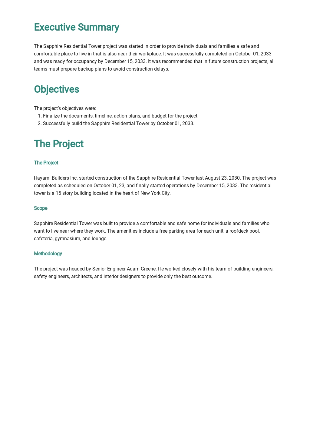 Construction Project Report Template In Google Docs Word Template