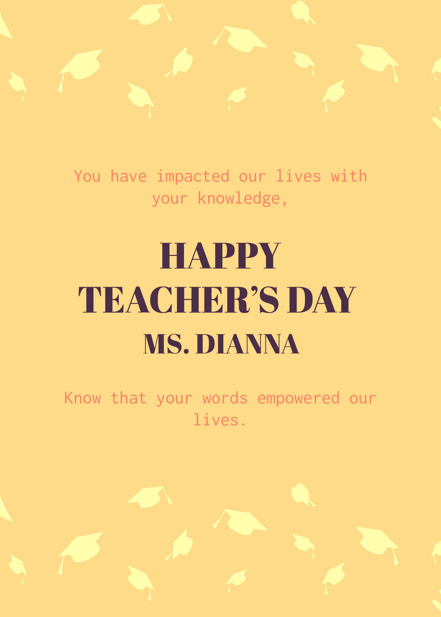 Free Simple Teacher's Day Card in Word, Illustrator, PSD, Apple Pages, Publisher