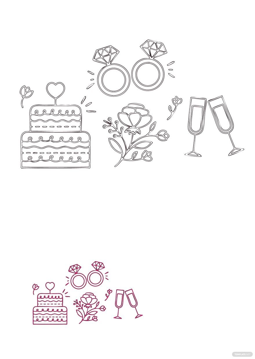 Free Wedding Doodle Coloring Page