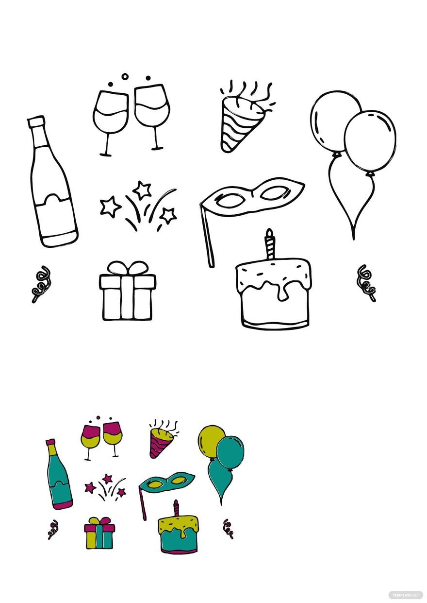 Free Party Doodle Coloring Page